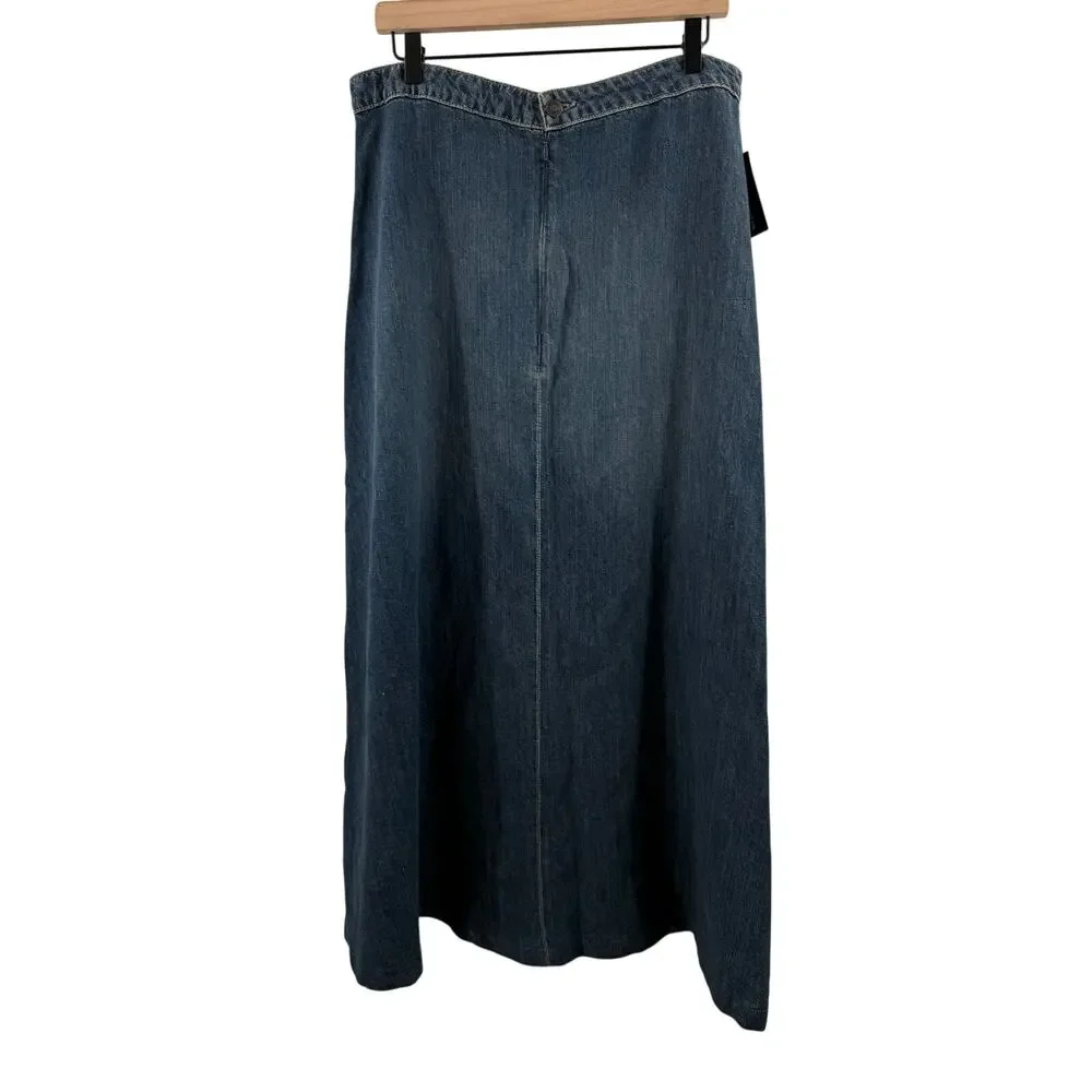 Nili Lotan Astrid Denim Skirt SZ 30 NWT Classic Wash Blue ALine Maxi Cotton Jean